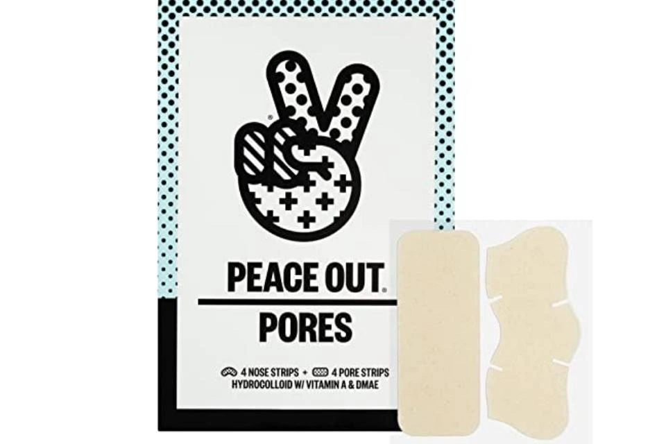 Pore strips from Peace Out remove debris, excess sebum, oily wax, and dead skin cells from within pores