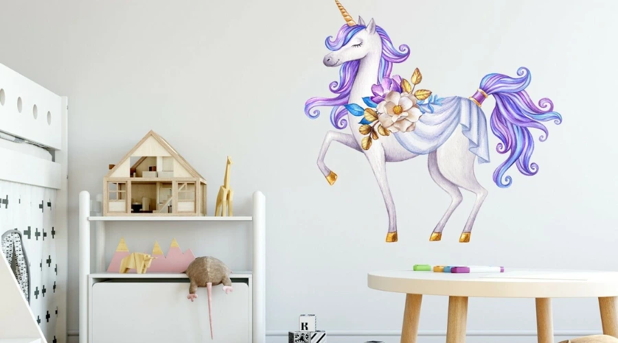 3D Flower Unicorn wall poster 
