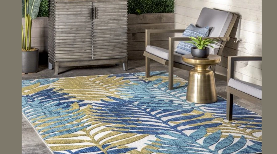 Nuloom Molly Textured Tropical Leaves Indoor/Outdoor Area