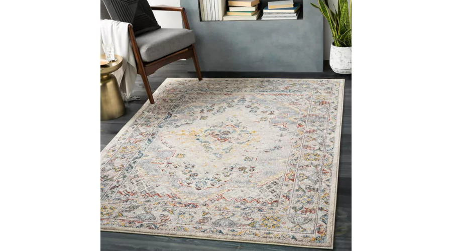 Mark&Day Area Rugs, 8ft Round Var Traditional Taupe Area Rug (7'10" Round)