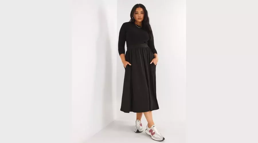 Black Supersoft Jersey Side Pocket Midaxi Skirt