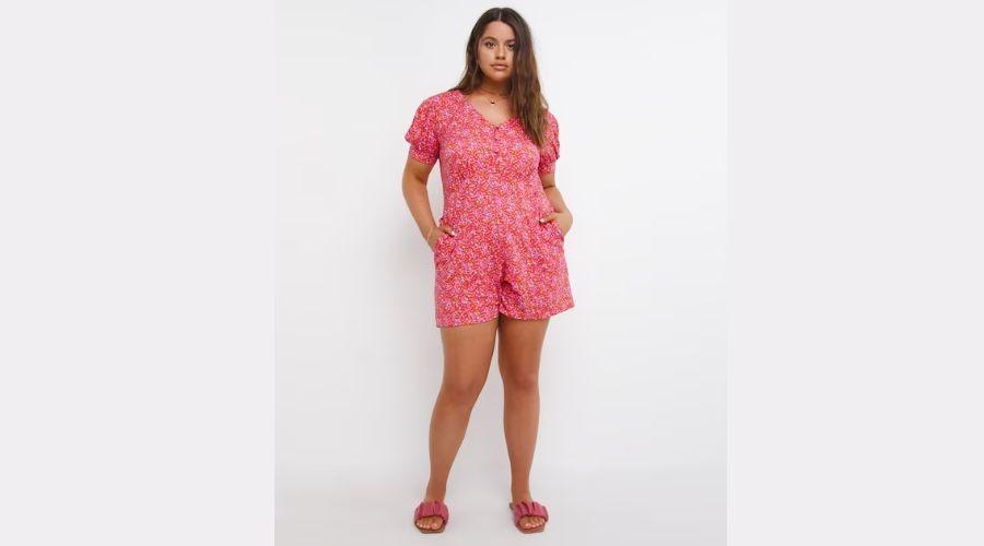 Floral Printed Supersoft Playsuit With Pockets