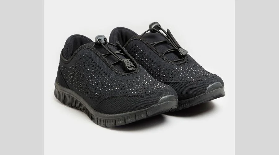 Black Embellished Drawcord Trainers