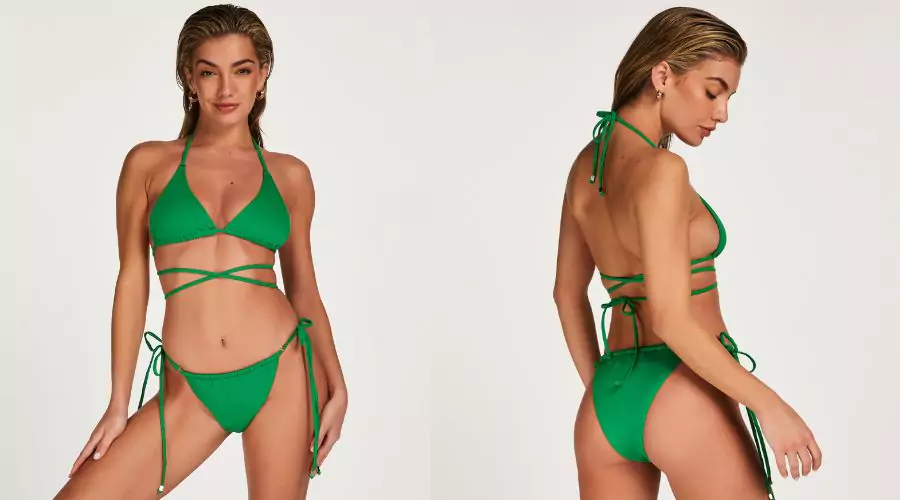 Cheeky High-cut Bikini Bottoms - Green