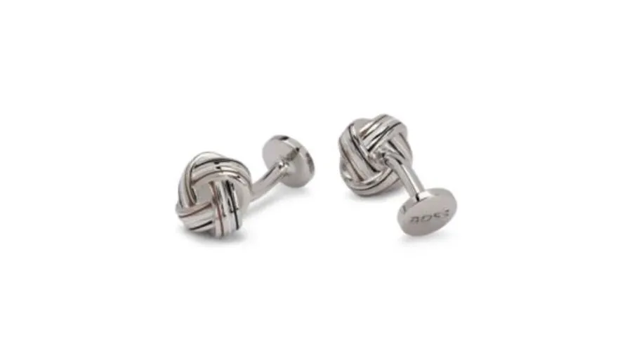 Knotted Signature Stripe Etched Logo Cufflinks