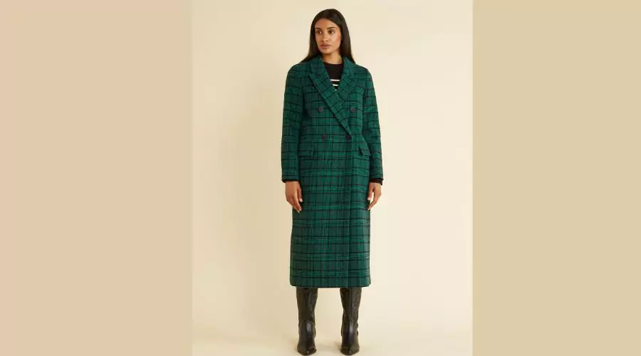 Checked Coat with Wool