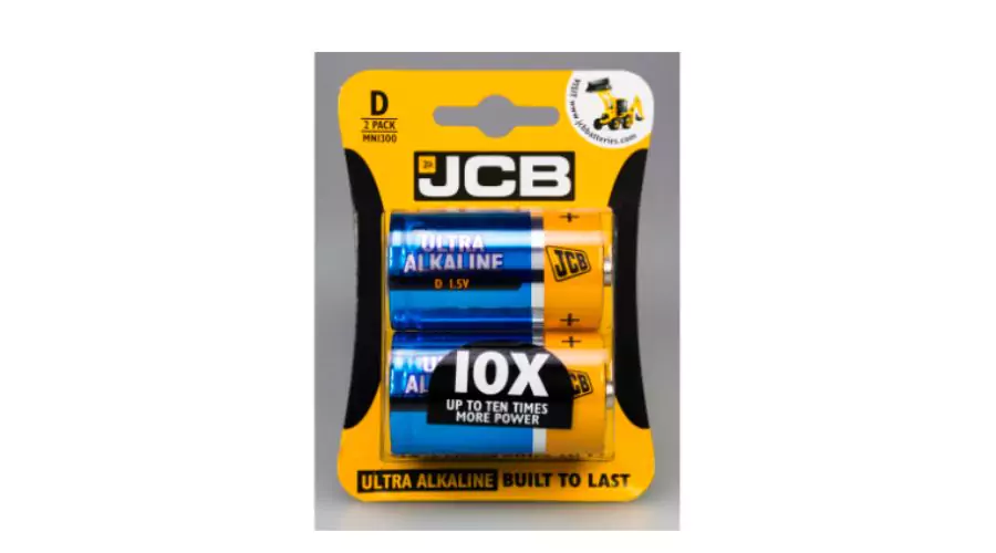 JCB Ultra Alkaline D Batteries 2 Pack