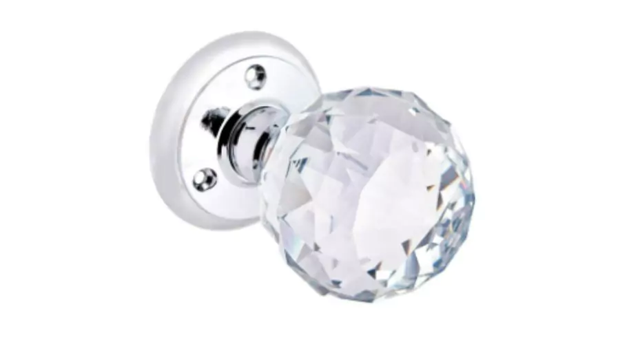 Crystal Faceted Mortice Door Knob - Chrome Plated