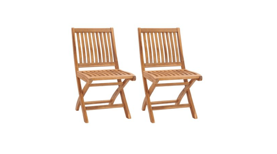 vidaXL Folding Garden Chairs 2 pcs Solid Teak Wood