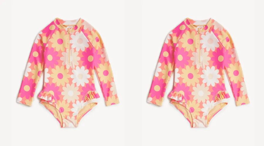 Floral long sleeve swimsuit (2-8 Yrs) | Oglooks