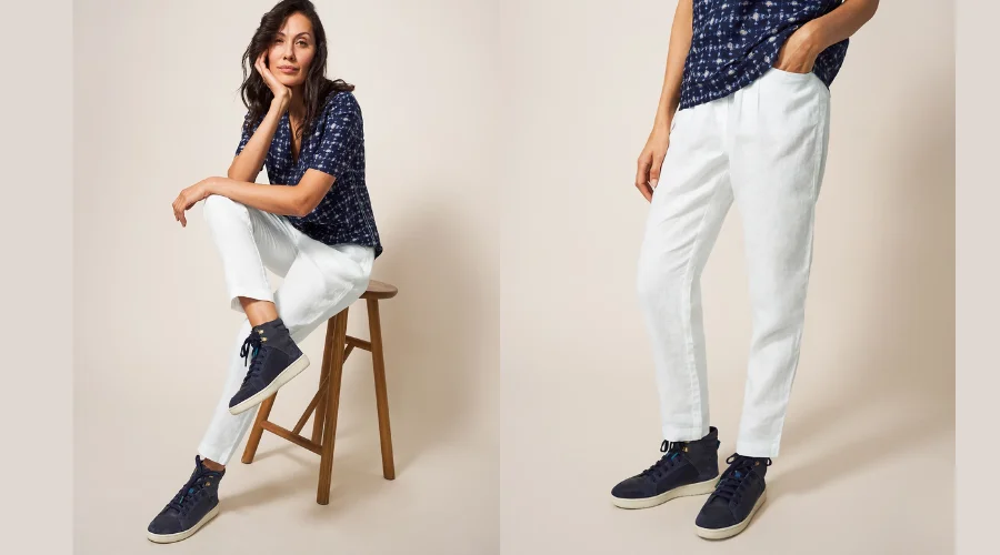 Pure linen tapered trousers