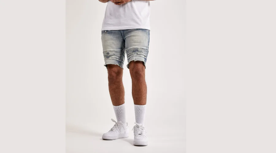 Kilogram Moto Denim-Shorts für Herren