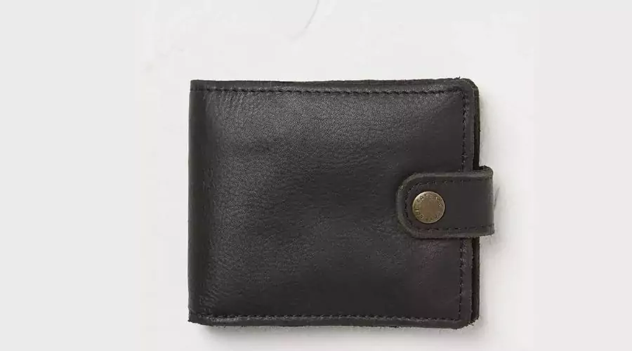 Raw Edge Leather Wallet- Black