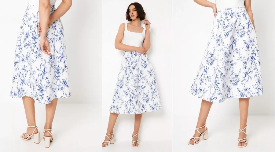 Floral Ottoman Twill Maxi Skirt 
