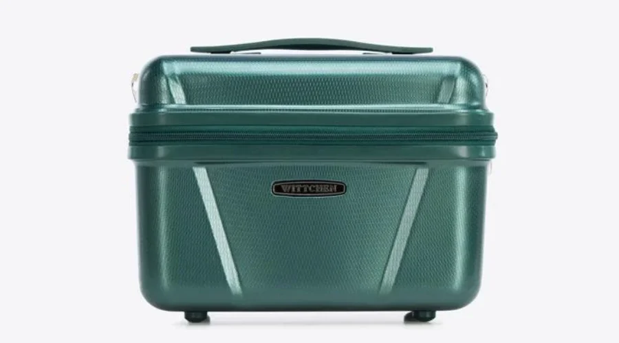 Geometric green polycarbonate cosmetic bag