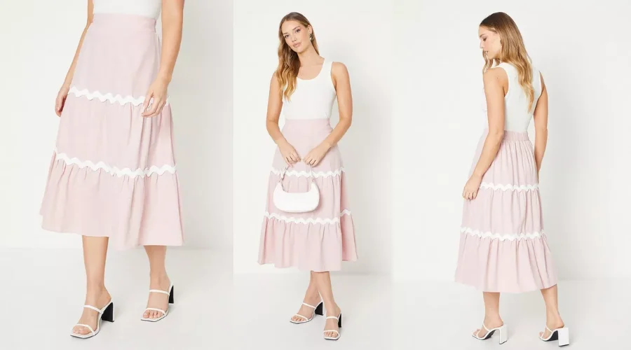 Plain Cotton Tiered Maxi Skirt