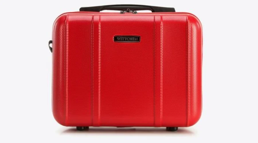 Polycarbonate Cosmetic Bag with Vertical Red Embossing