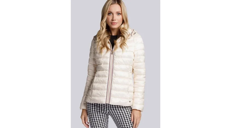 Women's Off-White Quilted Jacket With Three-Colour Trim | Oglooks