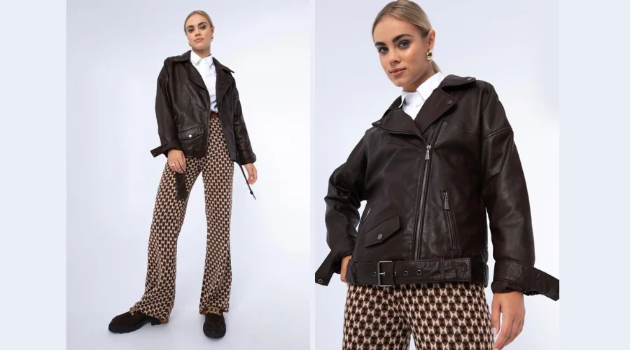 Women's Oversize Leather Biker Jacket