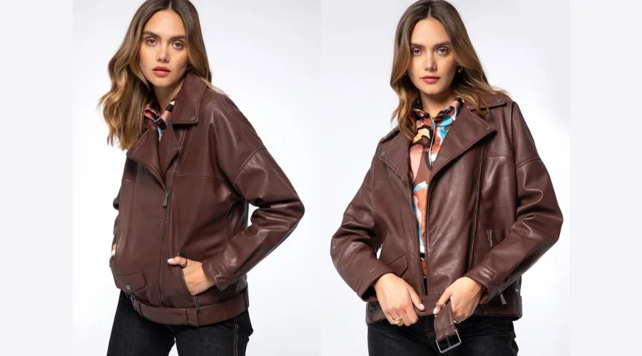 Women's Oversize Leather Biker Jacket