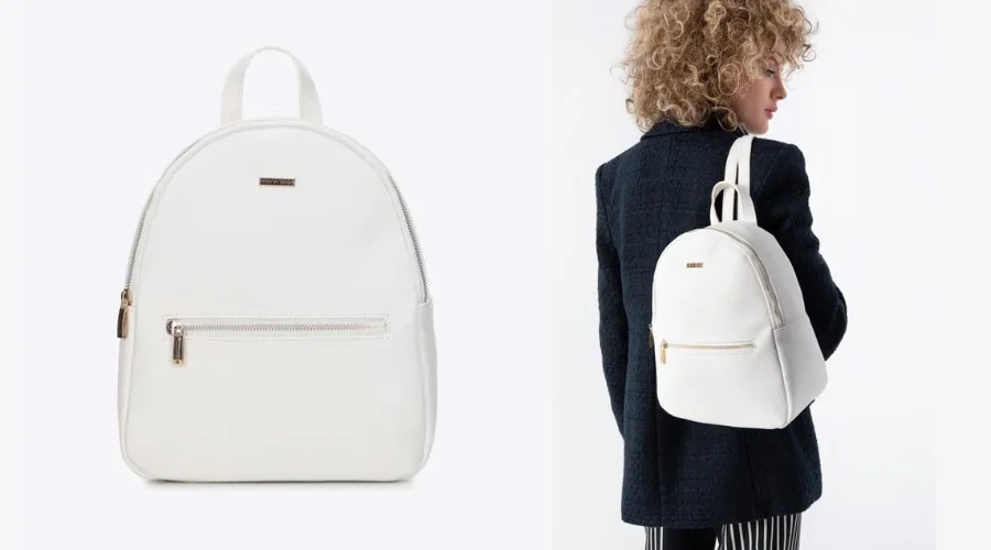 Women’s Rounded White Eco-leather backpack 