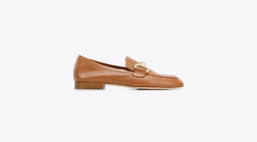 Women's Soft Leather Moccasins with a Brown Buckle