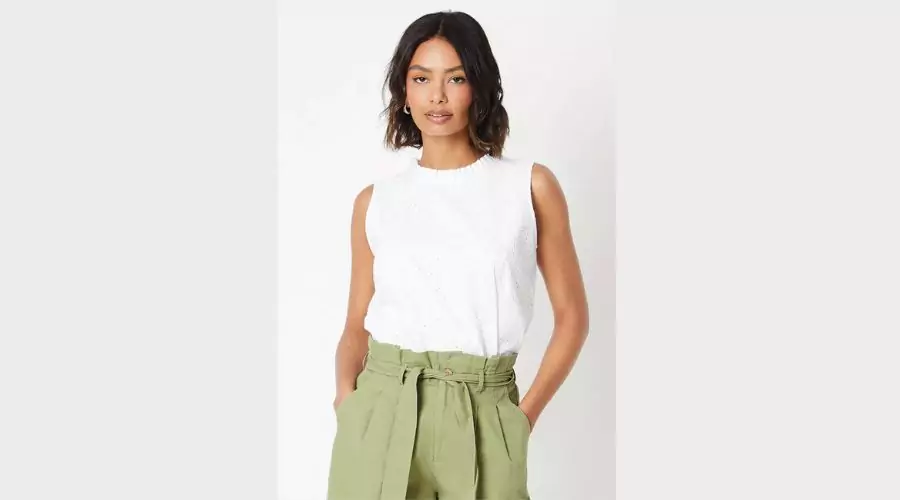 Broderie High Neck Blouse