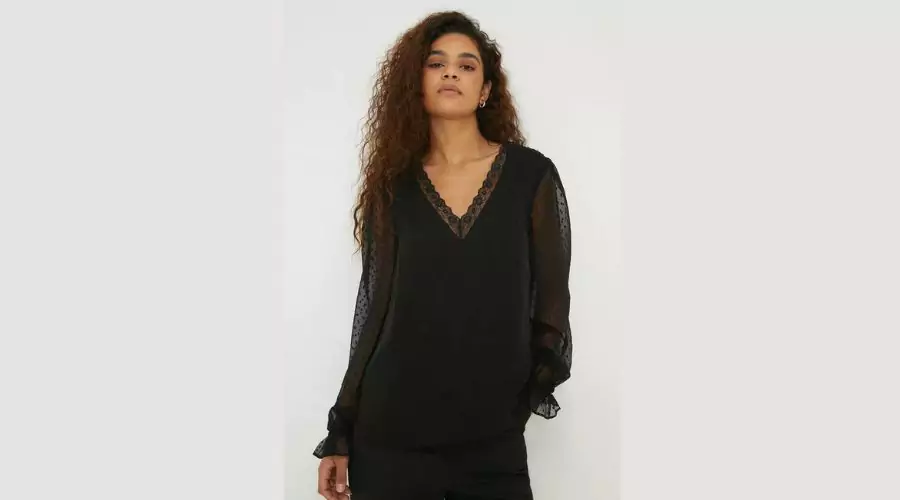 Tall Dobby Chiffon Long Sleeve Blouse 