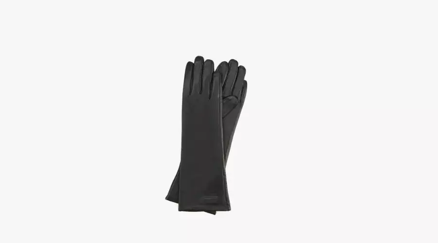 Women's Long Black Leather Gloves