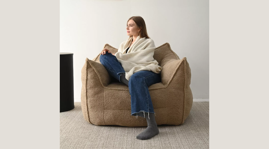 Boring Boucle Bean Bag Chair | Oglooks