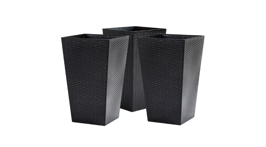 Set of 3 Tall Planters with Drainage Holes by Outsunny 