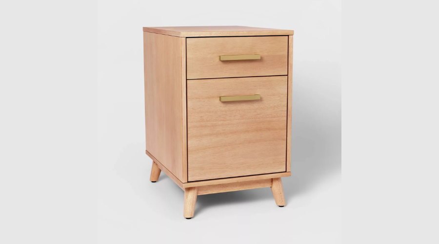 Wood Mid Century File Cabinet Light Brown | Oglooks
