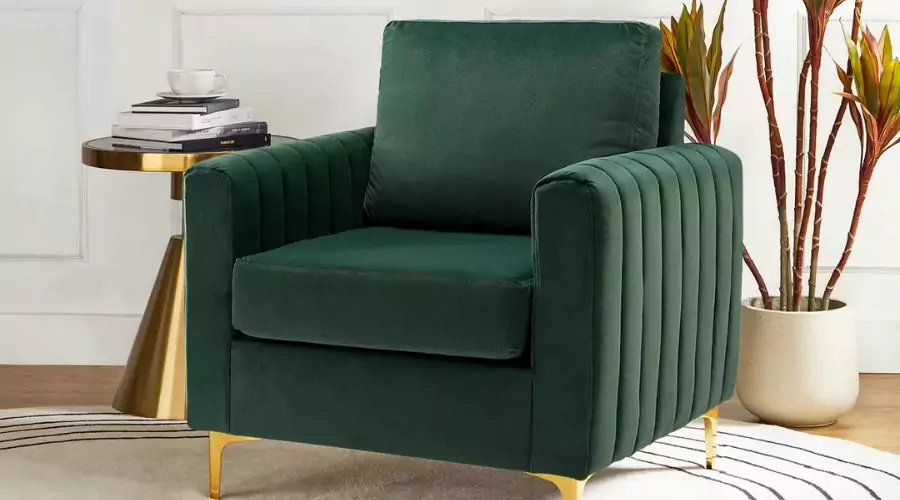 Art of Living Designs Lapygia Contemporary Wooden Upholstered Tufted Chair with Metal Legs