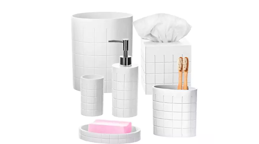 Creative Scents 6 Pcs Bath Set Polar White 