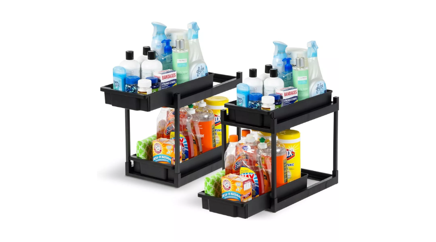2-Tier Under the Sink Organizer with Sliding Drawers for Kitchen | Oglooks