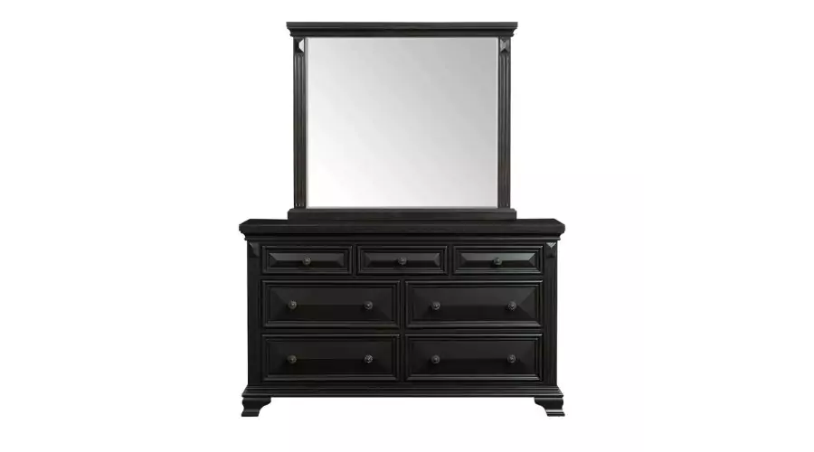 7 Drawer Trent Dresser with Mirror Set Antique