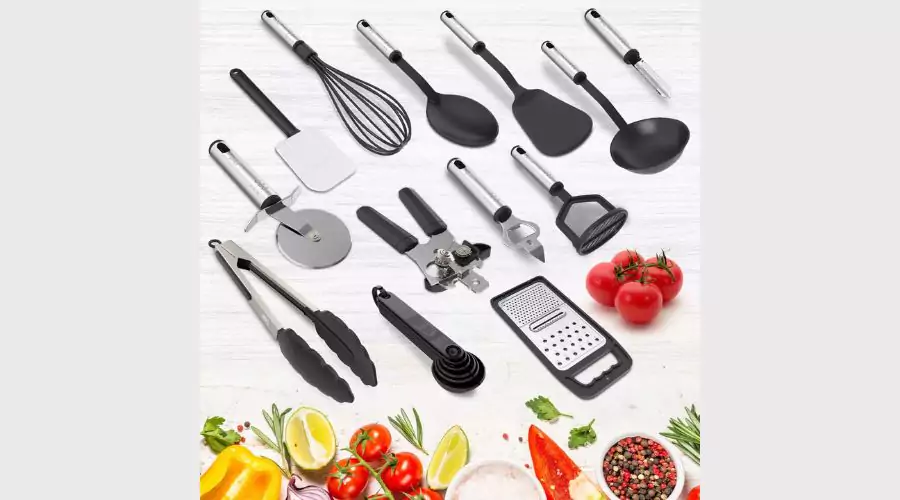 23 Nylon Kitchen Utensils & Stainless Steel Cooking Utensils Set - Lux Decor Collection