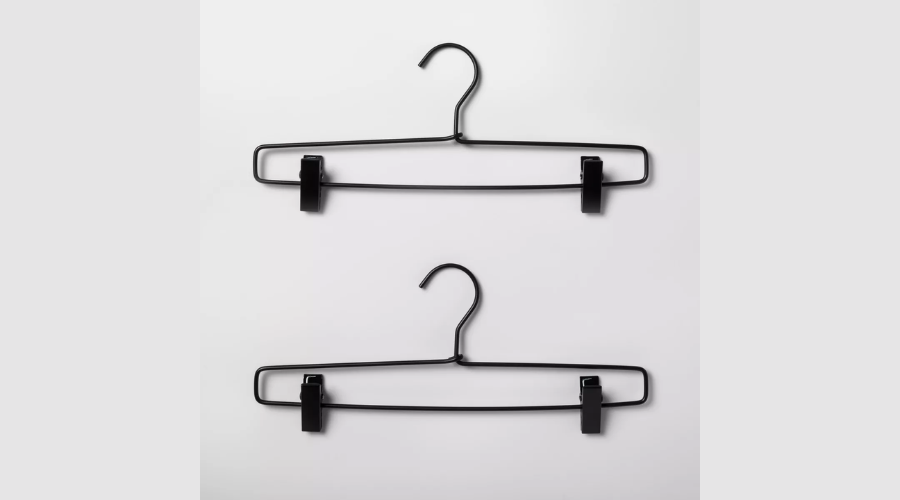 2pk Metal Pant Hangers with Clips Black | Oglooks