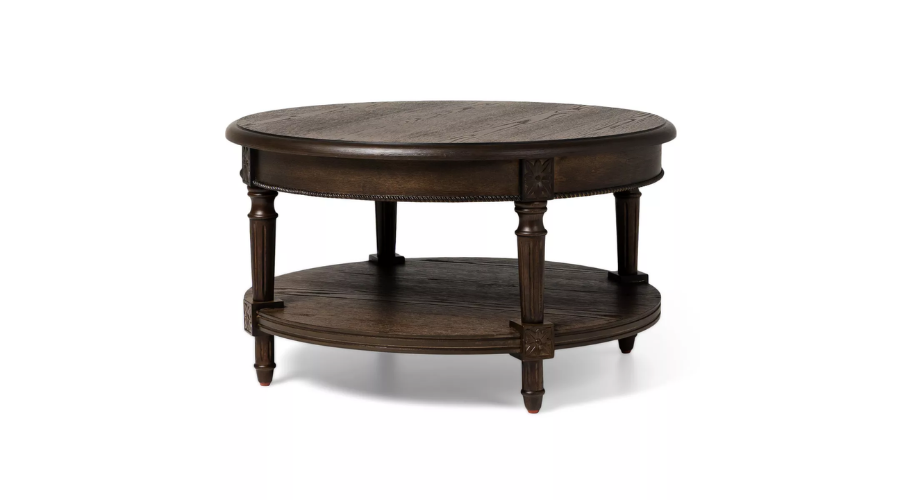 Brown Maven Lane Pullman Traditional Round Wooden Coffee Table