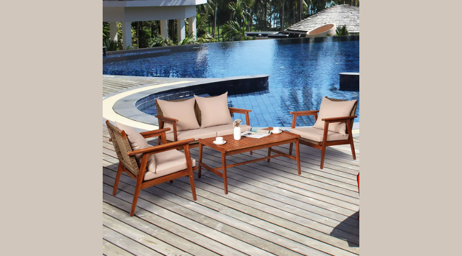 Costway 4PCS Patio Rattan Furniture Set | Oglooks