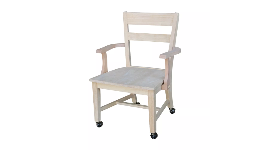Dining Chair with Casters - Unfinished - International Concepts Solid Wood, Parawood, Kitchen, Table