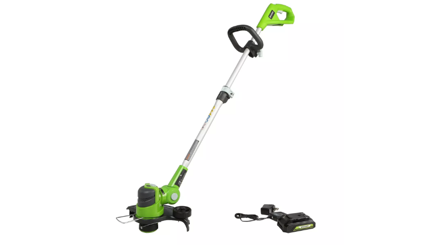 Greenworks POWERALL 12” 24V Cordless String TRIMMER Edger kit in Green | Oglooks