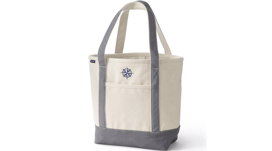 Lands’ End Open Top Canvas Tote Bag in Grey As Teacher Appreciation Gifts