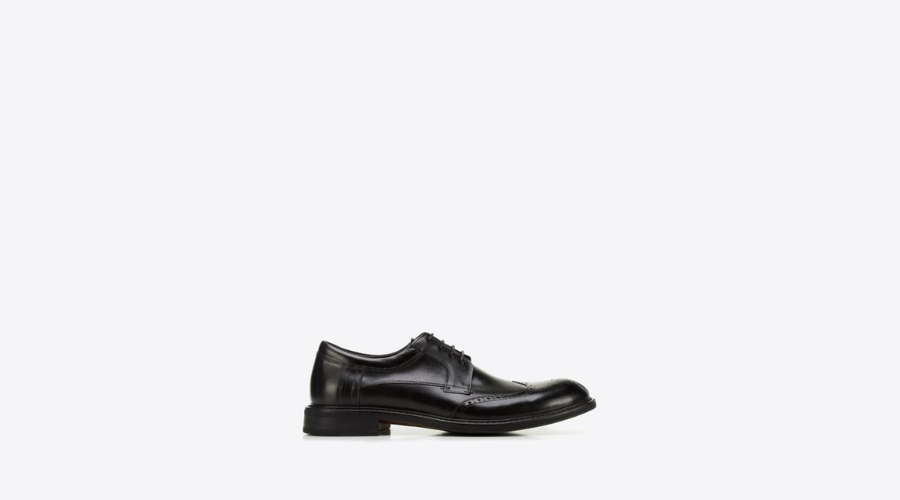 Men’s Black Leather Shoes With perforations | Oglooks