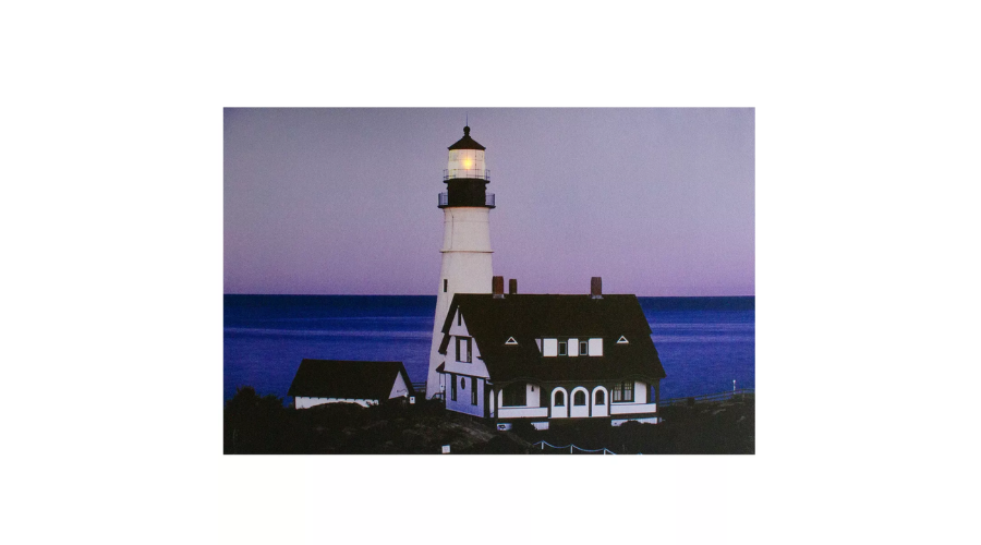 Northlight LED Lighted Dusk Lighthouse Seaside Scene Canvas Wall Art 15.75" x 23.75"