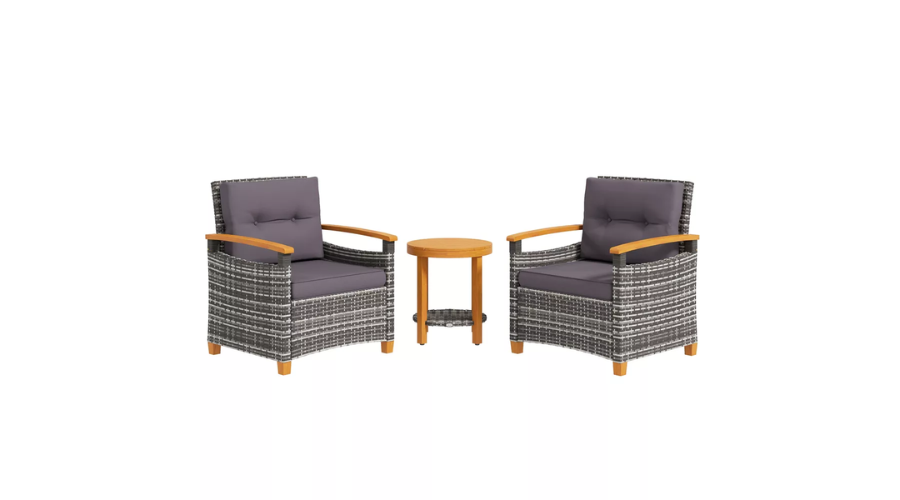 Outsunny 3 Pieces Patio Bistro Set Wooden | Oglooks