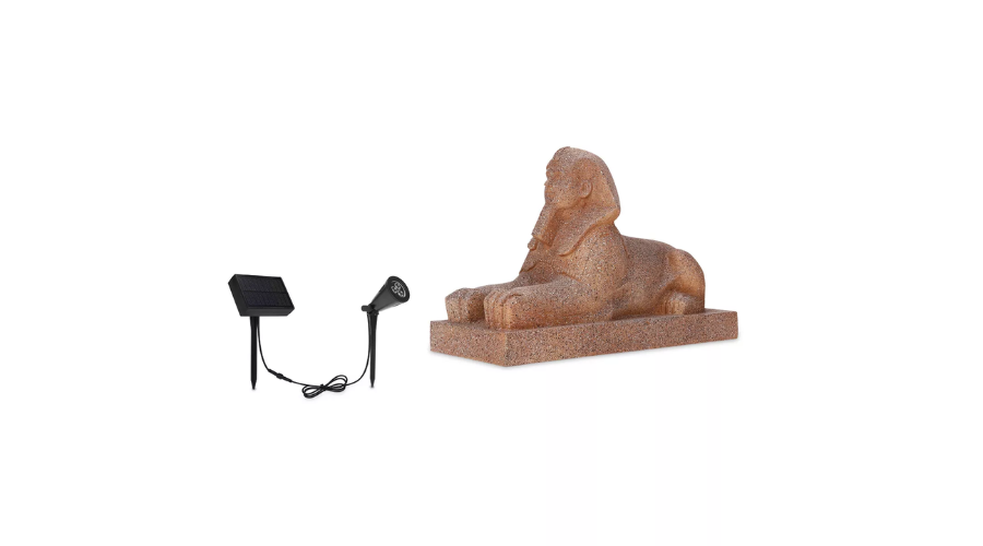 Sphinx Solar Outdoor Garden Statue Decor with Spotlight