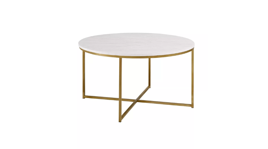 Vivian Glam X Leg Round Table Faux Marble by Saracina Home