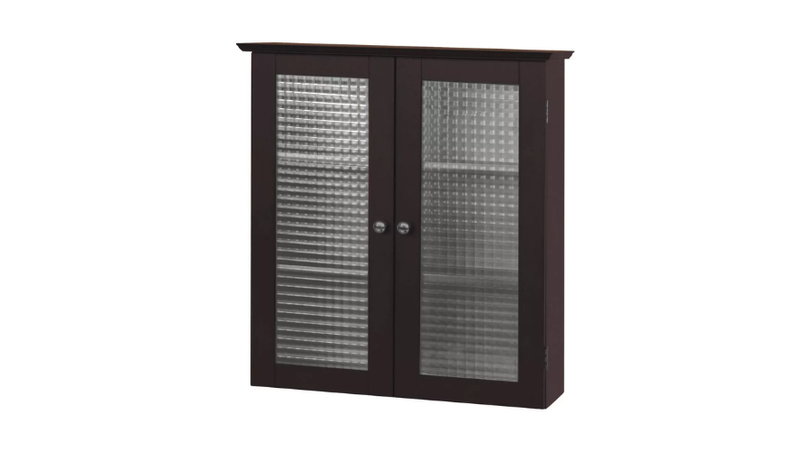 Wall Cabinet with Two Waffle Glass Doors