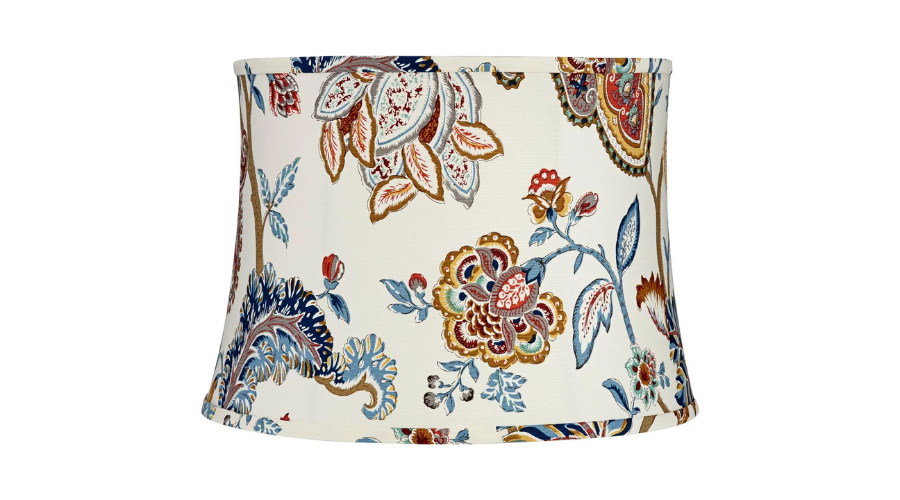 White with Paisley Print Medium Drum Lamp Shade